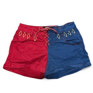 Colorblock Hot Topic Lace-Up Women's Shorts - Red & Blue Harley Quinn Size 7